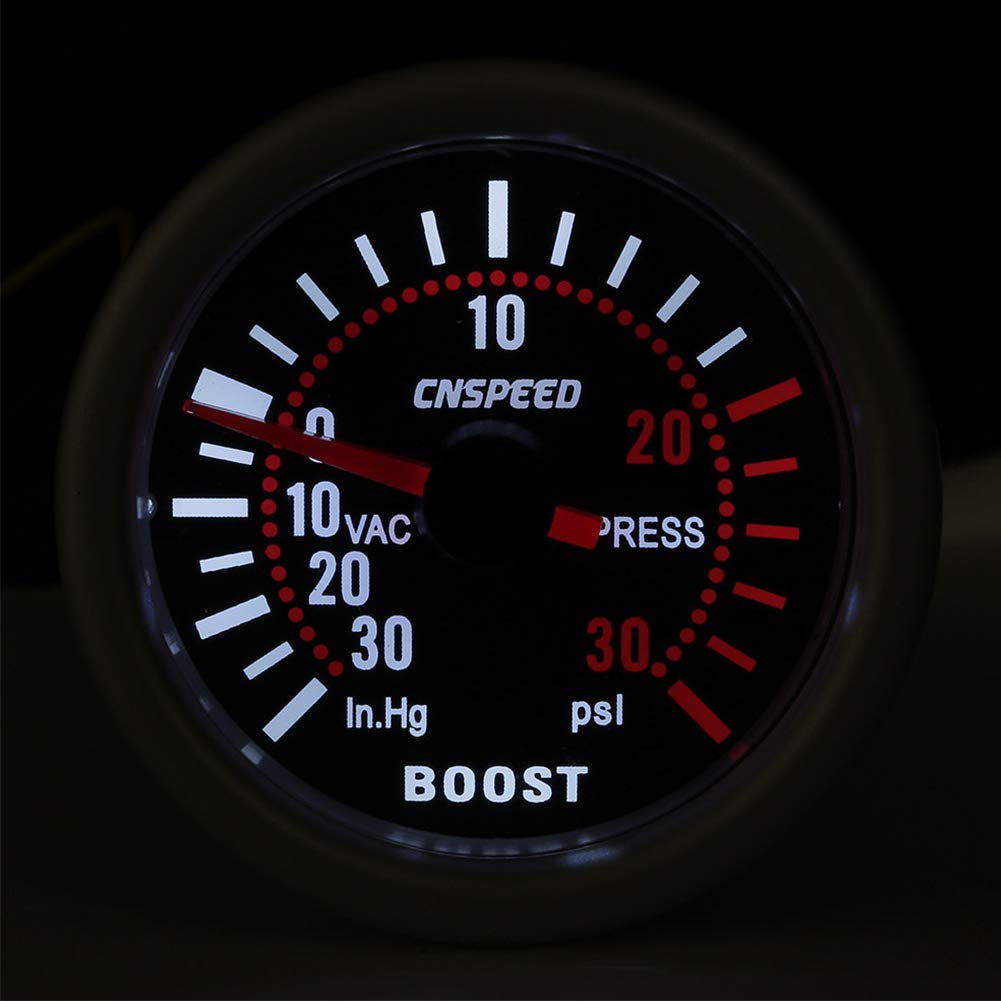Kit Indicatore di Pressione Turbo 2 Pollici 52 mm Manometro Universale per Parti Moto Auto 0-30 PSI Metri Quadranti Affumicati Pollici HG
