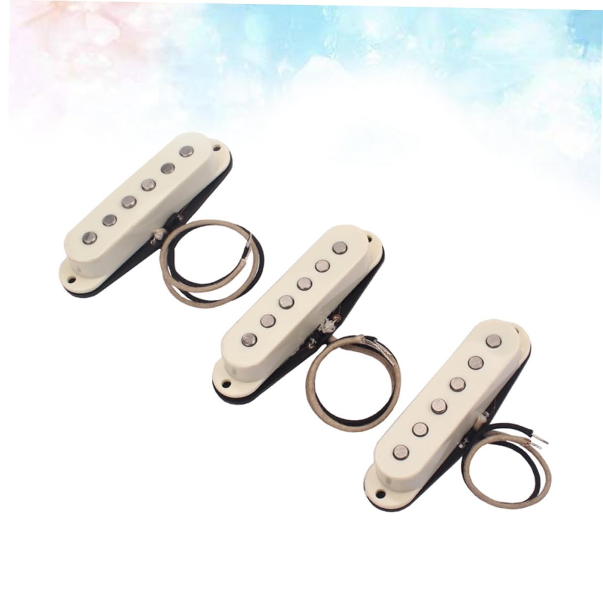 Set Pickup Single Coil 48/50/52mm per Chitarra Elettrica | Neck, Middle, Bridge, Finitura Bianco Latte, Frame Plastico Incluso, per Bassi e Fai-da-te