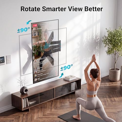 Image of BONTEC Full Motion Corner TV Wall Mount for 31-75 Inch TVs, 33 in Long Arm Wall Mount Bracket, Swivel and Tilt with Landscape to Portrait Rotation, Holds 110 lbs, Heavy Duty Steel, Max VESA 600x400 mm