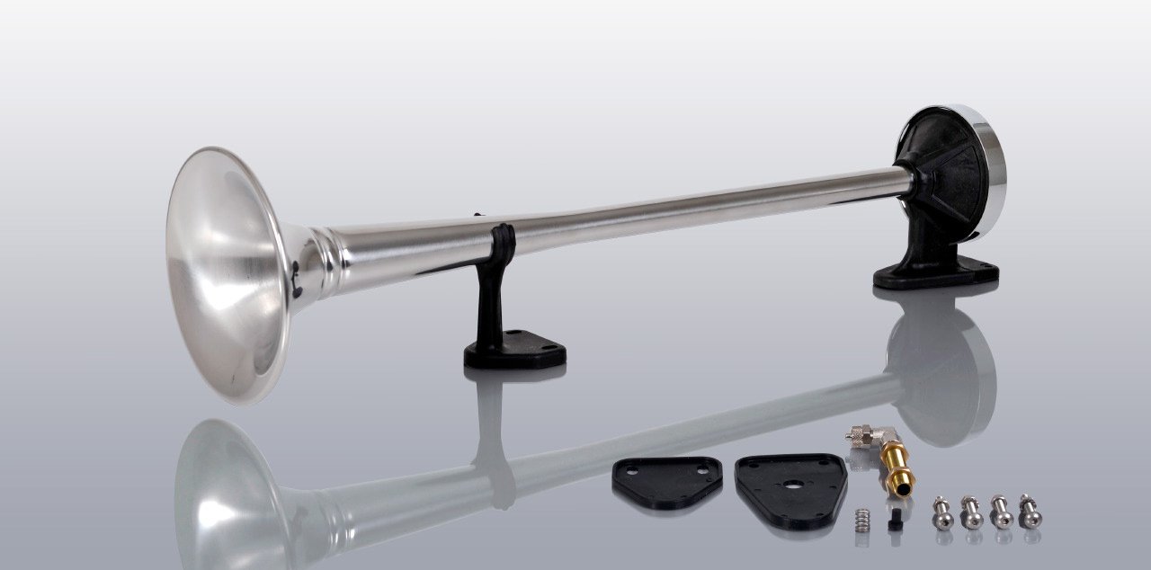 Marco - Corno Singolo Ad Aria Compressa In Acciaio Inox 53 Cm - 118 DB, Omologato E, Made In Italy