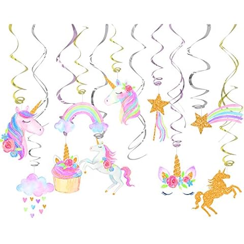 klmars 30 Ct Unicorn Hanging Swirl Decorations-Unicorn Party Decorations-Unicorn Birthday Party Supplies Cover