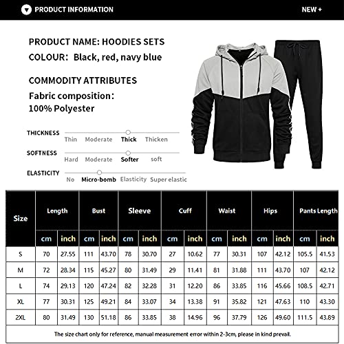 Caluomatt Tracksuit Men, Casual Outfit Athletic Sweatsuits For Men Jogging Suits Sets 2 Pcs Black L #TOP5