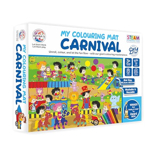 Image of Ratna's My Coloring Mat Carnival Printed Mat of Size 40 x 27 Inches, Washable & Reusable Colouring Kit for Kids 3+ Years