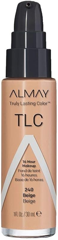Almay Truly Lasting Color Liquid Makeup, 240 Beige, 1 fl oz | Longwear foundation blends seamlessly for a naturally luminous and flawless finish. Hypoallergenic.