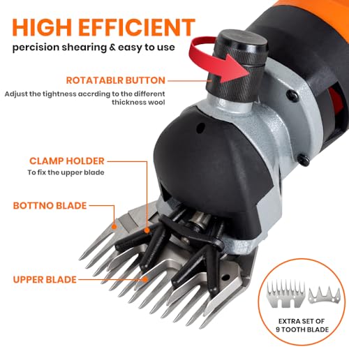 Sheep Shears Electric 850W Professional Heavy Duty Shearing Clipper with 6 Speed, for Shaving Fur Wool in Sheep, Goat, Cattle, and Other Farm Livestock Pet, with Carrying Case and Spare Blade Sheep Shears Electric 850W Professional Heavy Duty Shearing Clipper with 6 Speed, for Shaving Fur Wool in Sheep, Goat, Cattle, and Other Farm Livestock Pet, with Carrying Case and Spare Blade