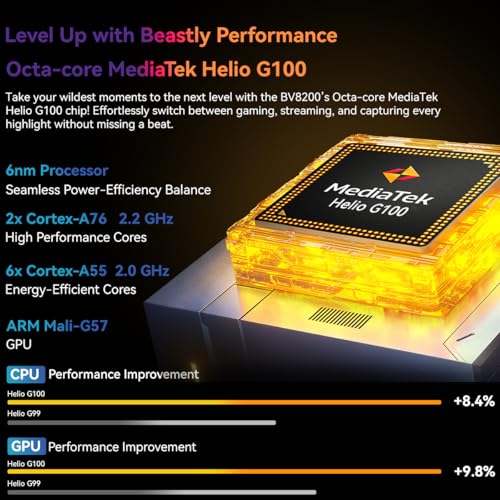 Blackview BV8200 Telephone Portable Incassable 2025 36Go+2TB MTK G100 Double Écran 6.5" FDH+ Android 14 Téléphone Débloqué 4G 8800mAh Smartphone Incassable Etanche IP68 NFC OTG GPS - vue 2