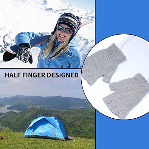 2 Pairs USB Heated Gloves for Men and Women, USB 2.0 Powered Stripes Heating Pattern Knitting Wool Heating Mittens Hands… - Image 6
