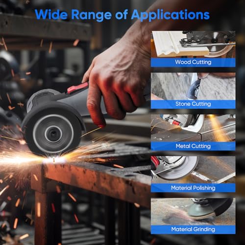 16.8V Mini Angle Grinder,32000RPM Cordless Angle Grinder with 2 x Batteries,Brushless Grinding Machine with 75mm Disc,for Cutting Polishing and Sharpening - Image 6