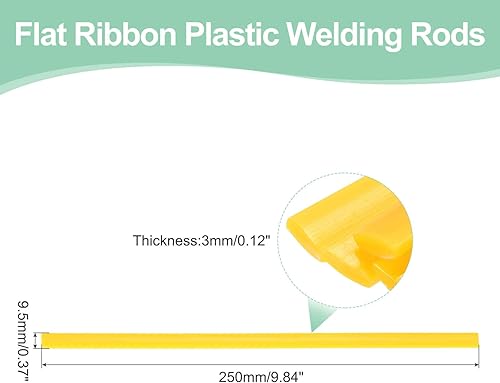 Miniatura 2 de MECCANIXITY 5 varillas de soldadura de plástico amarillo de 0.374 in x 9.843 in HDPE cinta plana de soldadura de plástico para reparar tanques de