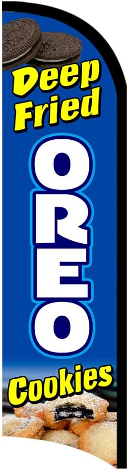 Deep Fried Oreo Cookies Premium Windless Polyknit Feather Flag (3 x 11.5 feet)