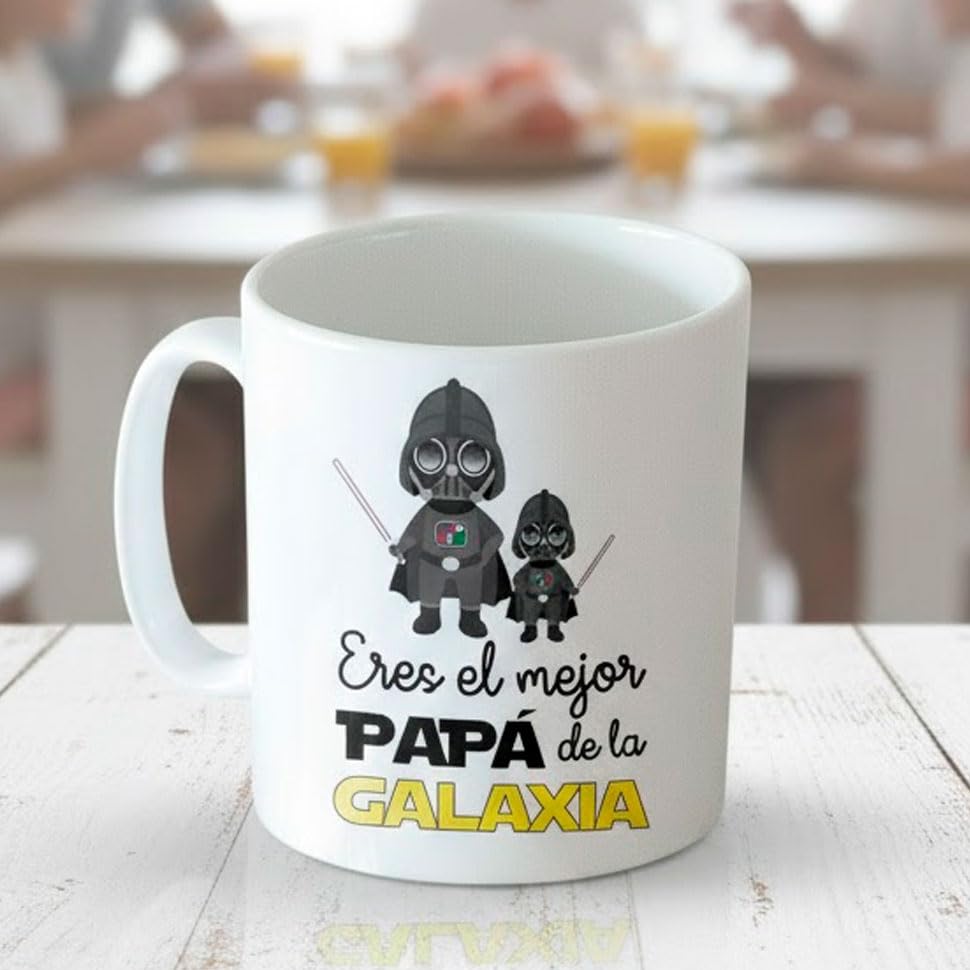 Taza para el Día del Padre, Tazas originales para el Desayuno, Tazas para Padres Primerizos, Tazas Originales para Regalar Padres. (El mejor padre de la Galaxia)