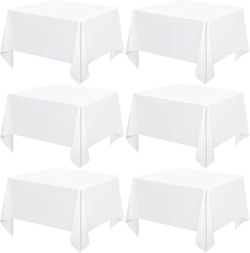 Paquete de 6 manteles cuadrados blancos de 52 x 52 pulgadas, manteles de poliéster para mesa cuadrada, resistentes a las manchas y a las arrugas,