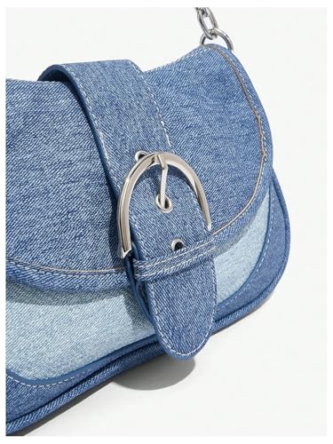 Verdusa Women's Flap Shoulder Bags Denim Handbags Underarm Satchel Handbag4