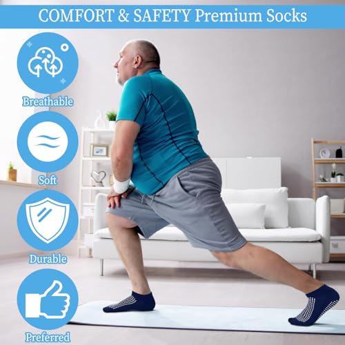 Cozypower 12 Pairs Double Sided Hospital Socks with Grips Fall Prevention Non Slip Yoga Pilates ankle Socks Unisex2