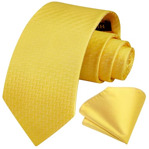 Image of HISDERN Mens Ties Solid Color Tie and Pocket Square Set Classic Woven Formal Neckties & Handkerchief Wedding Party