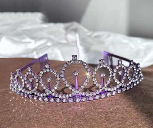 Corona de cumpleaños 9 años con tiara morada ajustable y estable 2