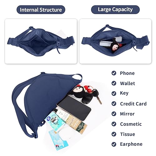 Image of Nylon Crescent Crossbody Bag for Women Purses Trendy Men,Small Travel Sling Bag Hobo