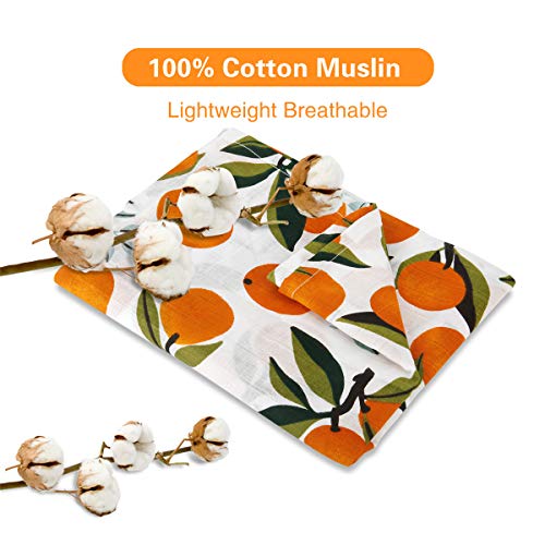 Image of Baby Car Seat Cover Infant Carseat Canopy, Metplus Cotton Muslin Carrier Covers, Summer Stroller Canopie - Extra Wide Universal Fit, Lightweight Breathable Soft for Newborn Boy Girl (Oranges)