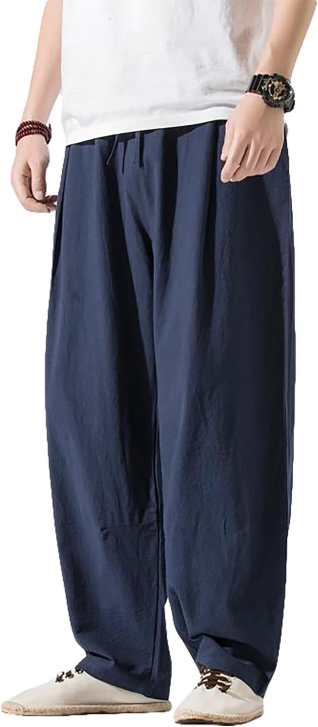 サルエルパンツ メンズ ワイドパンツ 春服 夏服 秋服 冬服 ​バギーパンツ​ スウェット ロングズボン ゆったり 綿麻 無地 大きいサイズ おしゃれ ゴム紐付き