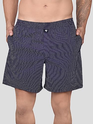 Image of Frenchie VIP 100% Cotton Yarn Dyed Relaxed Fit Printed Boxer Short Combo Set for Mens with Two Side Pockets