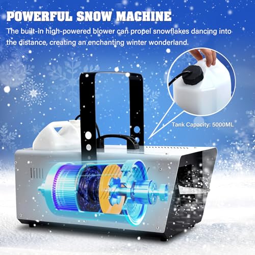 tcfundy snow machine 1500w snow making machine snowflake maker for christmas wedding kids party stage effect with wired remote control