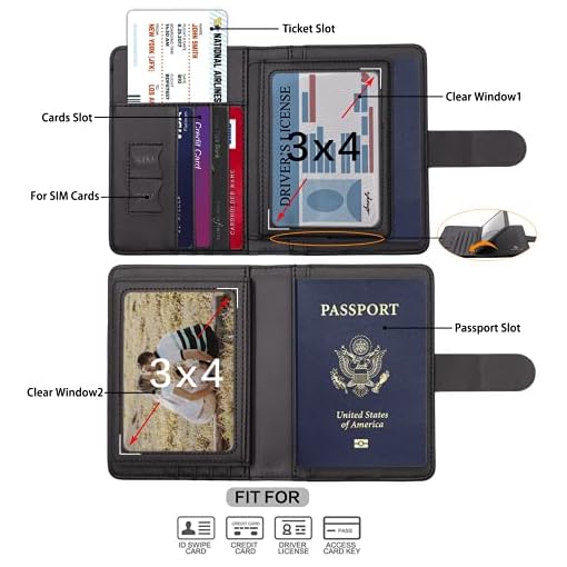 Melsbrinna-Passport-HolderPassport-Holder-Card-SlotsCute-Passport-cover-for-WomenMenWaterproof-Rfid-Blocking-Travel-WalletBlack-New
