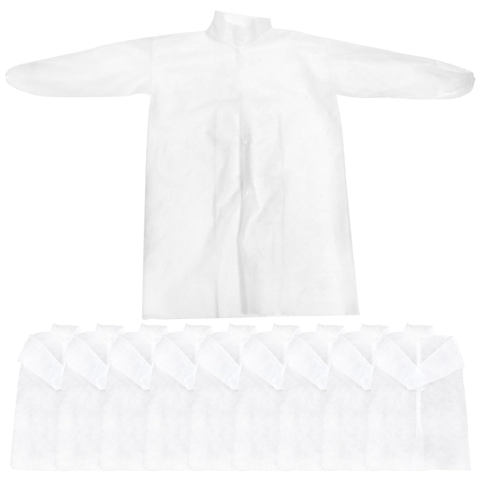 Baluue 10 Piezas Ropa Experimental Desechable Blusa De Laboratorio De Manga Larga Uniformes Abrigo Abrigo De Plumero Tela No Tejida Collar Adulto