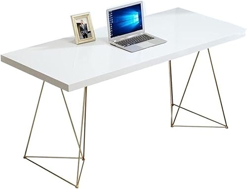 RHSH Escritorio moderno y ligero de lujo para computadora portátil escritorio minimalista para el hogar dormitorio con marco de metal dorado y