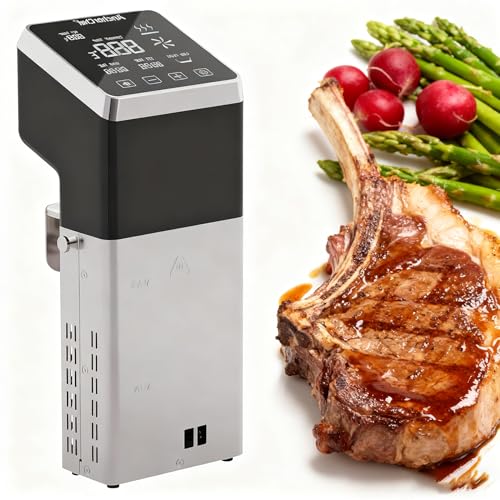 RoyceBee Sous Vide, 1600W Aparato de Cocina Precisión Cocina Baja Temperatura, LCD táctil, Temporizador, Cocinero Circulador, Máquina de Cocción al Vacío de Acero Inoxidable