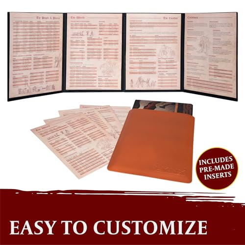 Image of DND DM Screen 5e - D&D Dungeon Master Screen 3D Faux Leather with Customizable Inserts - Dungeons & Dragons GM / Game Master Accessories Gift for Man or Woman. Hide Dice Rolls, Maps & Books (Colored).