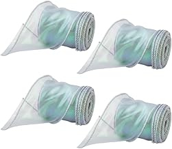Iridescent Organza Ribbon, 4 Rolls of 10 Yards (6cm) Sheer Chiffon Ribbons for Gift Wrapping for Wedding Christmas Decoration Bouquet Decoration DIY Bows