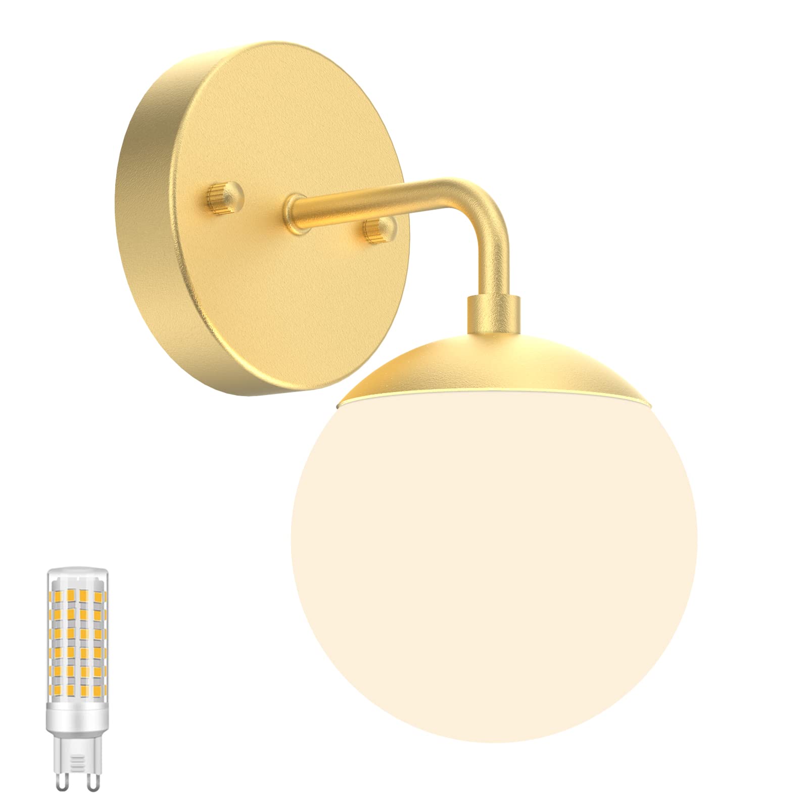 Buy Tipace Gold Wall Sconce 1 Light,Mid Century Modern Globe Wall Sconce, Gold Wall Light for