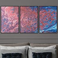 3 Piece Framed Canvas Wall Art Abstract Fluids 3D Abstract Abstract Brushstroke Contemporary - 16