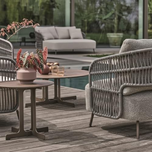 Image of LOCCUS 4 Seater Sofa Outdoor Conversation Patio Garden Rope Furniture Set with Cushion and Center Table for Garden, Balcony, Poolside (Grey Color)