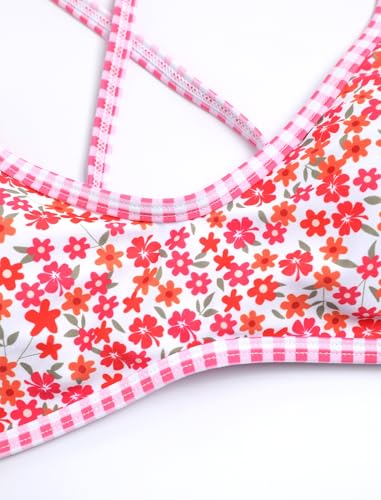 Image of ZAFUL Women's Tie Back Padded High Cut Bralette Bikini Set Two Piece Swimsuit