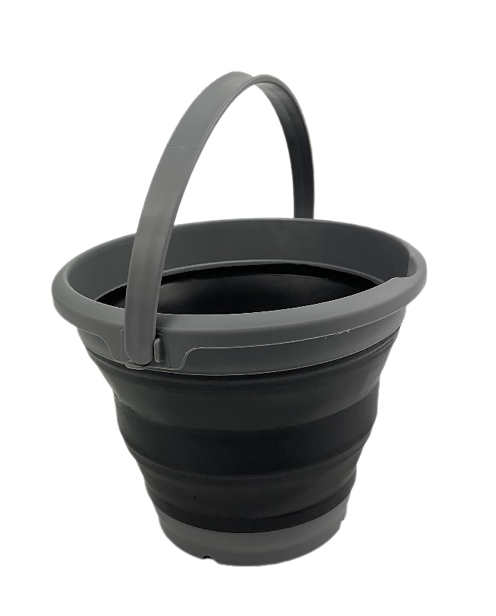 Sammart Grey/Black Collapsible Plastic Bucket - Foldable Round Tub With Handle - Pop Up Saving (, 5.5L)