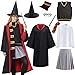 Produktbild Ramonala Erwachsene Weiblich Cosplay Zauberer Kostüme Harry Film Fanartikel Outfit inklusive Umhang,Krawatte,Brillengestell,Zauberstab, Hemd, Rock,für Halloween Karneval Party Verkleidung Party Kostüm