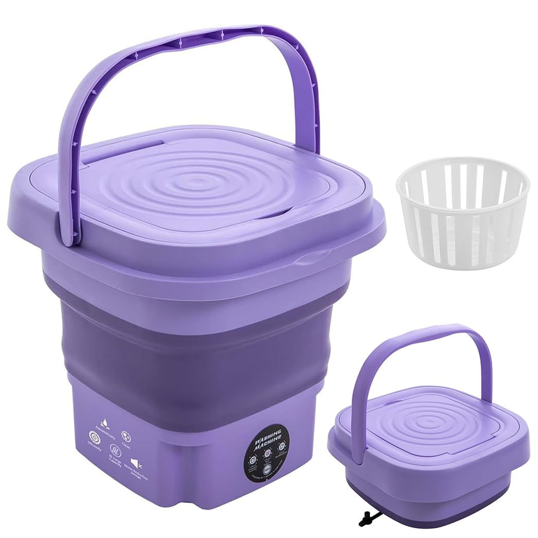 Portable Mini Washing Machine 9L – Upgraded Foldable Electric Washer with Spin Dryer, 3 Wash Modes, Large Capacity Compact Deep Cleaning Washer for Baby Clothes, Underwear, Travel & Home Use Portable Mini Washing Machine 9L – Upgraded Foldable Electric Washer with Spin Dryer, 3 Wash Modes, Large Capacity Compact Deep Cleaning Washer for Baby Clothes, Underwear, Travel & Home Use