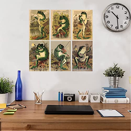 Expote Vintage Banjo Frog Art Poster Canvas Painting Creativity Poster And Print Wall Art Picture For Living Room Home Decoration 8X10Inch Unframed Small Posters Set Of 6 Poster #TOP2
