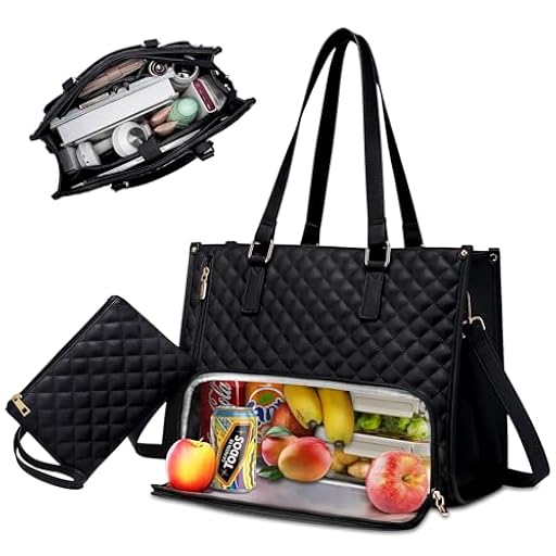 Mckinu 2-in-1 Bolso Nevera Mujer - Tote Bag Bolso Portatil Mujer con Compartimento Comida - Tote Bag Bolsa Termica Porta Alimentos - Bolsa Comida Trabajo con Billetera Pequeña y Lunch bag (Negro) | Ya disponible en tu tienda friki favorita! En mundofriki.es!