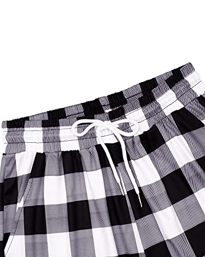 Alimens & Gentle Womens Pajama Pants Plaid Stretch Comfy Lounge Pants Drawstring Waist Sleep Bottoms with Pockets3