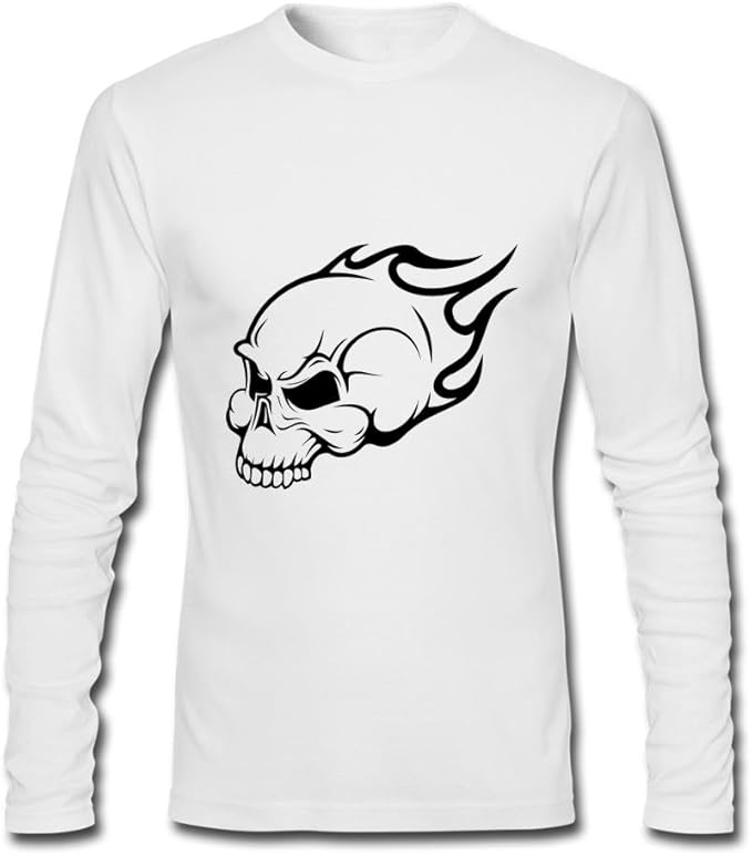 Flaming Skull Long Sleeve TShirt for Mens