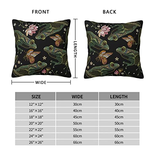 Duduho Cozy Throw Pillow Cover Vintage Frogs Lotus Flowers And Butterfly Decorative Square Pillowcase Throw Cushion Case For Bedroom, Living Room, Sofa, Couch And Bed, 18 X 18 Inches #TOP1