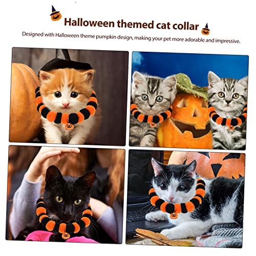 2 collares de calabaza para gato con cascabel ajustable accesorios de Halloween 5