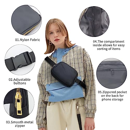 FuninCrea Fanny Pack, wasserdichte Nylon Hüfttasche Brusttasche mit verstellbaren Riemen für Frauen Männer, Modische Gürteltasche mit 3 Mesh Taschen zum Training, Laufen, Reisen, Wandern (Blau)