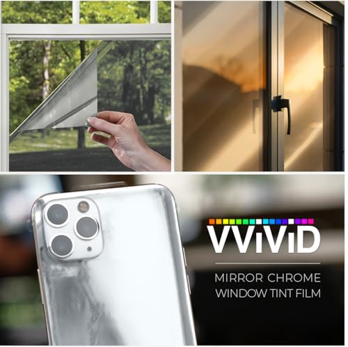 Image of VViViD One-Way Colorful Vinyl Window Tinting Sheets (25ft x 5ft, Silver Mirror Chrome)