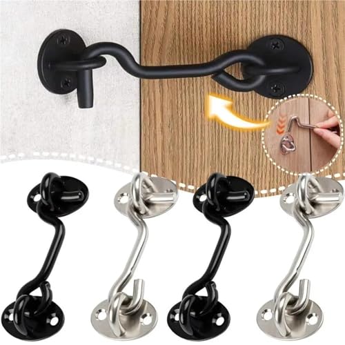 Serrure à crochet et œillet en acier inoxydable pour porte de cabine lot de 8 pièces 10cm - 7