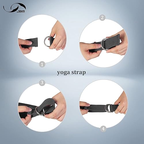 Miniatura 8 de JBM Paquete de 2 bloques de yoga con correa, ladrillos de yoga de alta densidad para apoyo y profundización de posturas