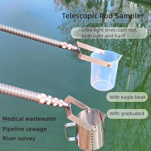 Muestreador de Agua telescópico con Vaso de precipitados de Acero Inoxidable y Varilla de muestreo Extensible para un análisis eficiente de la Calidad del Agua.
