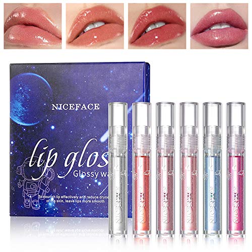 DAGEDA Lip Gloss Set, 6Pcs Spaceman Theme Liquid Lipsticks Glitter Lip Gloss Pack Shimmer Waterproof Long Lasting Shinning Moisturizing Lip Makeup Kit